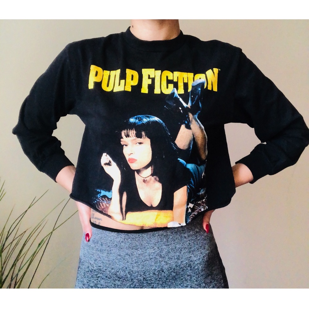 Pulp Fiction long sleeve cropped T shirt